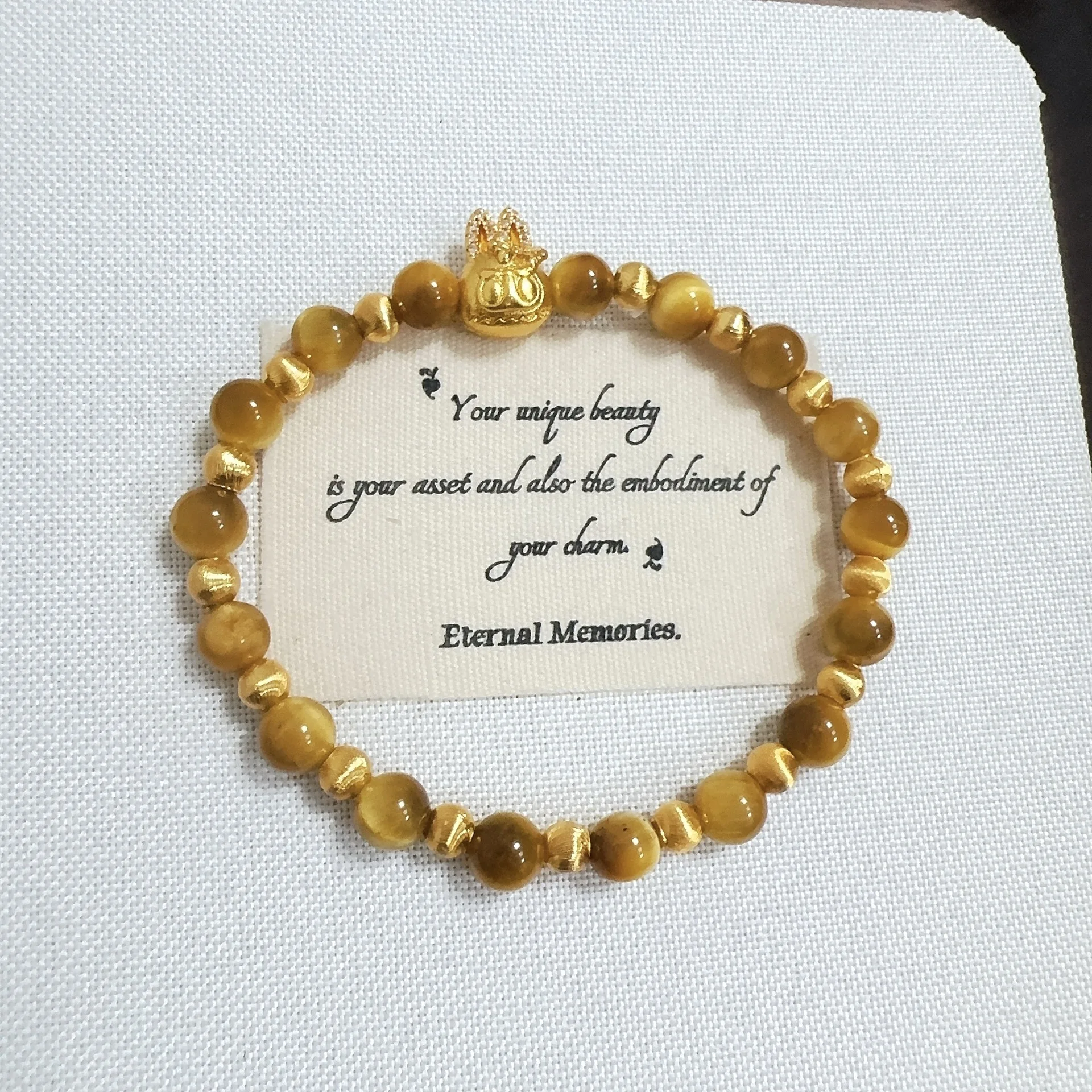 

Plated With Genuine Gold Strong Preservation Ancient Sand Cat Eye Tiger Bead New Chinese Style Cute Cloth Girls Gift