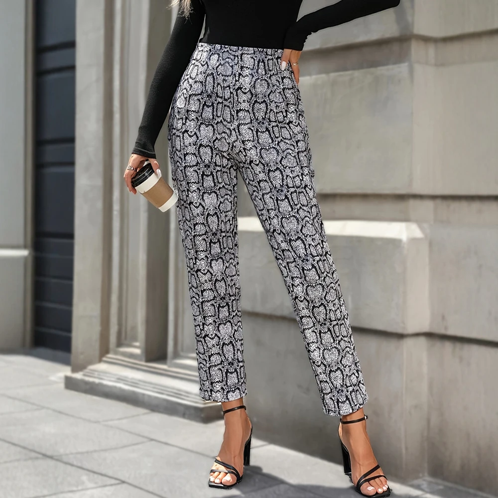 المرأة العصرية سروال رصاص الحيوان طباعة الأفعى طباعة محبوك تمتد مدبب بنطلون النمط الأوروبي الأمريكي #5