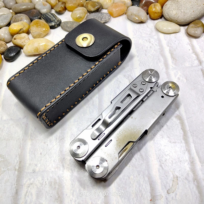 Strumento multifunzionale pinza marsupio esterno portatile Bowie coltello pinza fodero in pelle cintura pacchetto personalizzato a mano PD