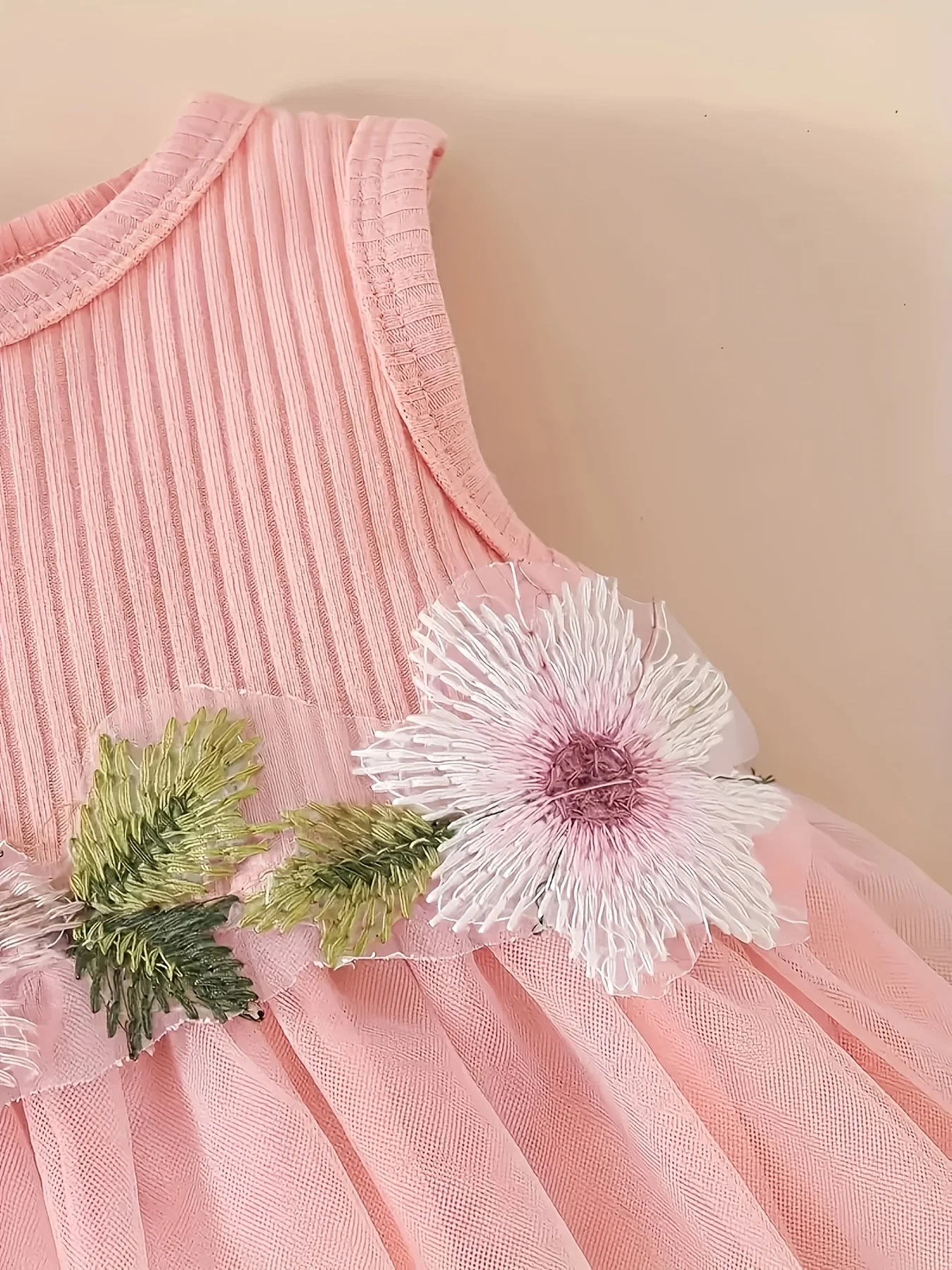 فستان شاش شبكي على شكل زهرة صيفية للأميرة الصغيرة، مجموعة شعر على شكل فيونكة، معطف صوفية صغير مكون من ثلاث قطع