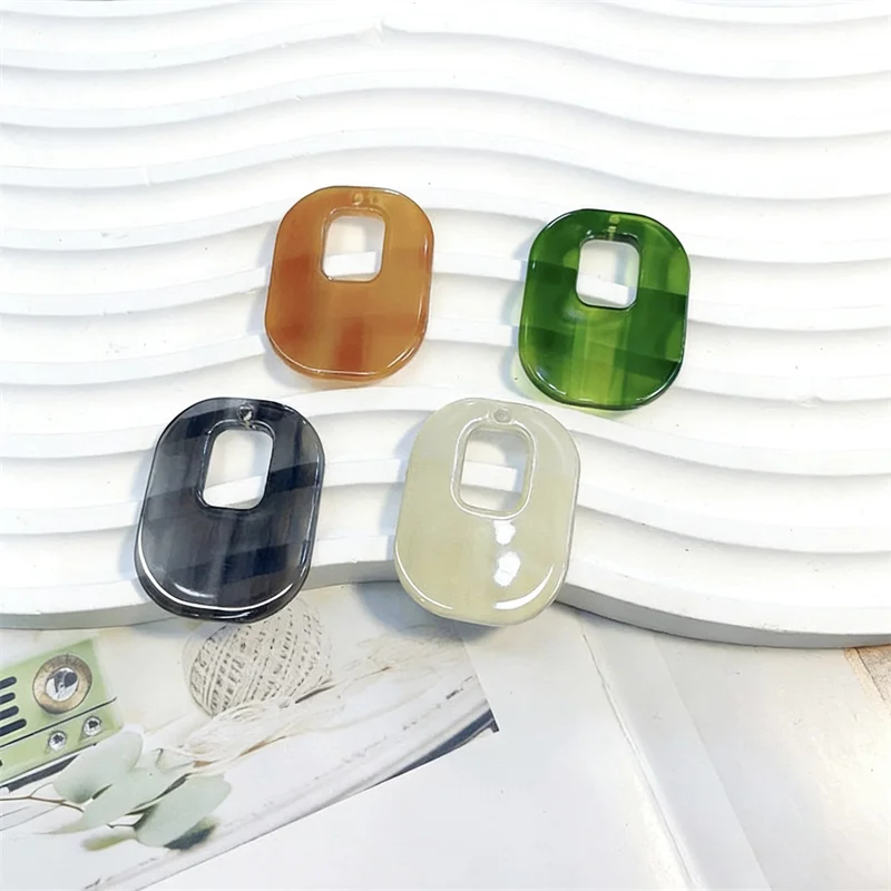 

Free shipping 40pcs/lot 35*27mm color print geometry Rectangle shape acrylic beads diy jewelry garment hair accessory