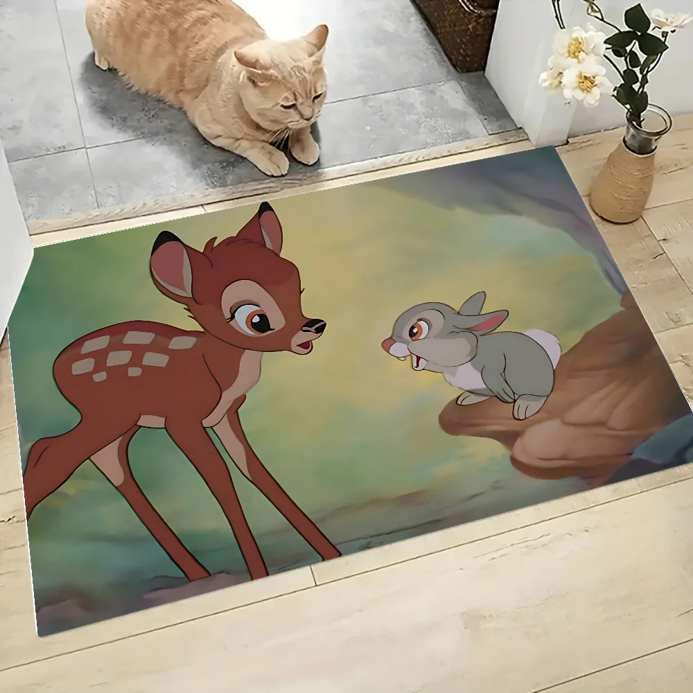 Cartoon B-Bambi Floor Mat Graphic Printed Flannel Doormats For Bathroom Kitchen Entrance Carpet Home Decor