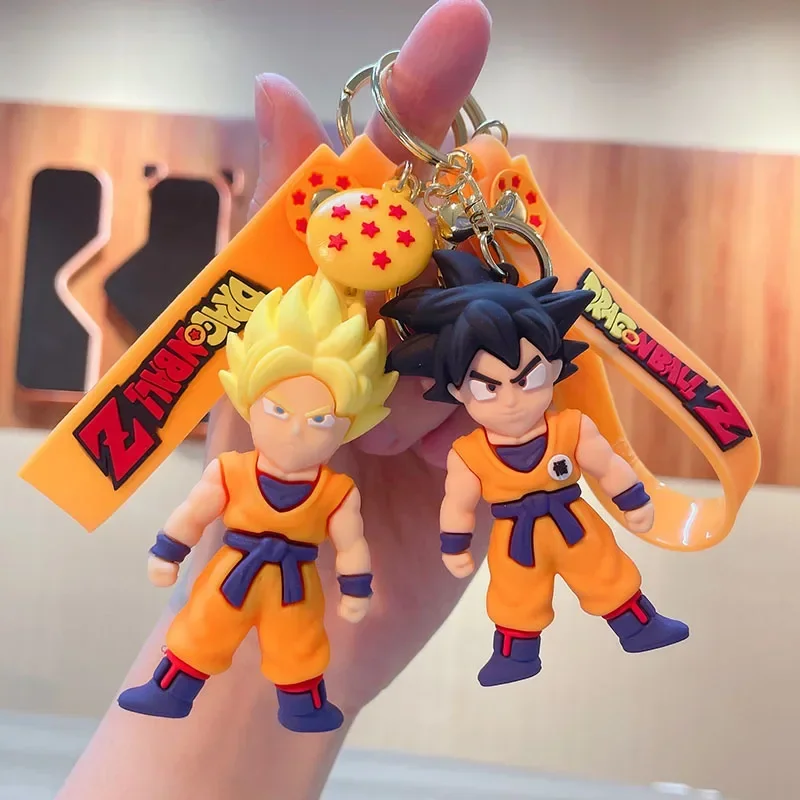 Anime Dragon Ball Keychain Fashion Jewelry Son Goku Vegeta Piccolo Action Figures 8CM PVC Key Ring for Men Women Bag Pendant