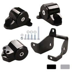 Racing Car Engine Swap Motor Mount Transmission 3-Bolt Black Silver for Honda Civic EK 96-00 B&D Series