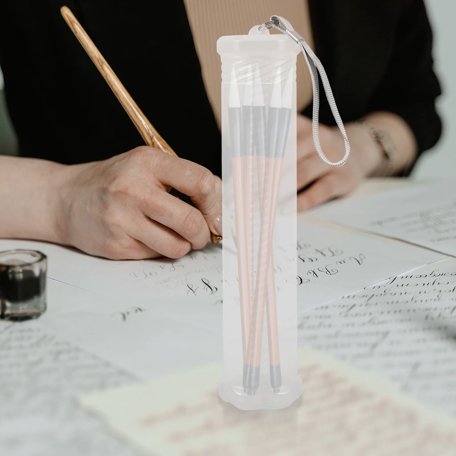 

Retractable Pencil Box Transparent Pen Storage Case For Students Portable Stationery Holder Lightweight Plastic Organizer