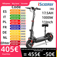 iScooter iX6 1000W Electric Scooter 11 inch EScooter 17.5Ah 25 km/h 55-65km Range Powerful Electric Scooter Foldable E-Scooter