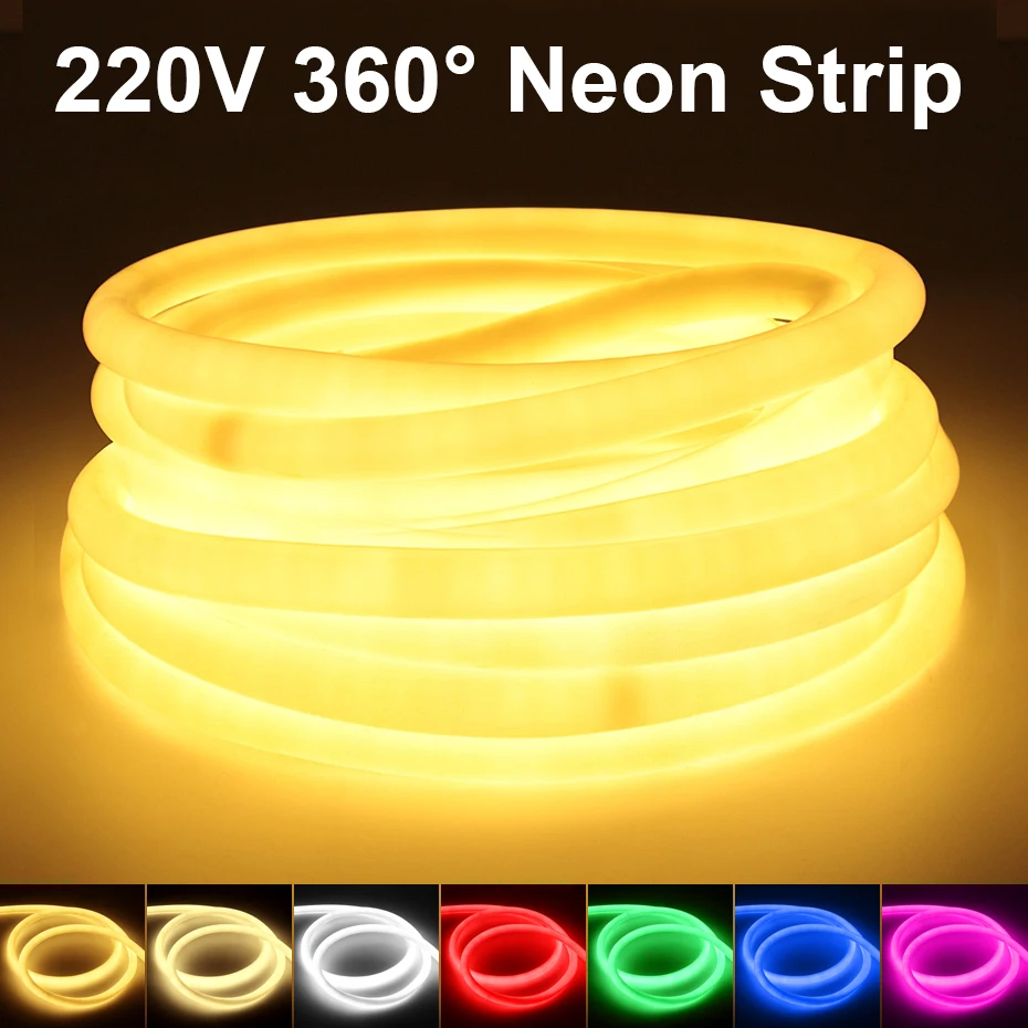 

Waterproof 360 Round Led Neon Light 15m 30m 50m 100m Soft Flexible Led Strip Rope Light 120Leds/m Outdoor Room Decoration