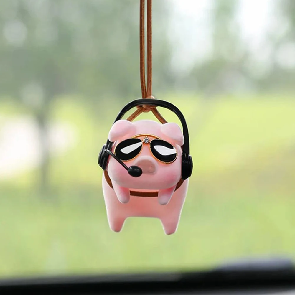 Cute Pig Auto Interior Pendant Car Rearview Mirror Swing Ornaments Decoraction Accessories Accessories Supplies Birthday Gift