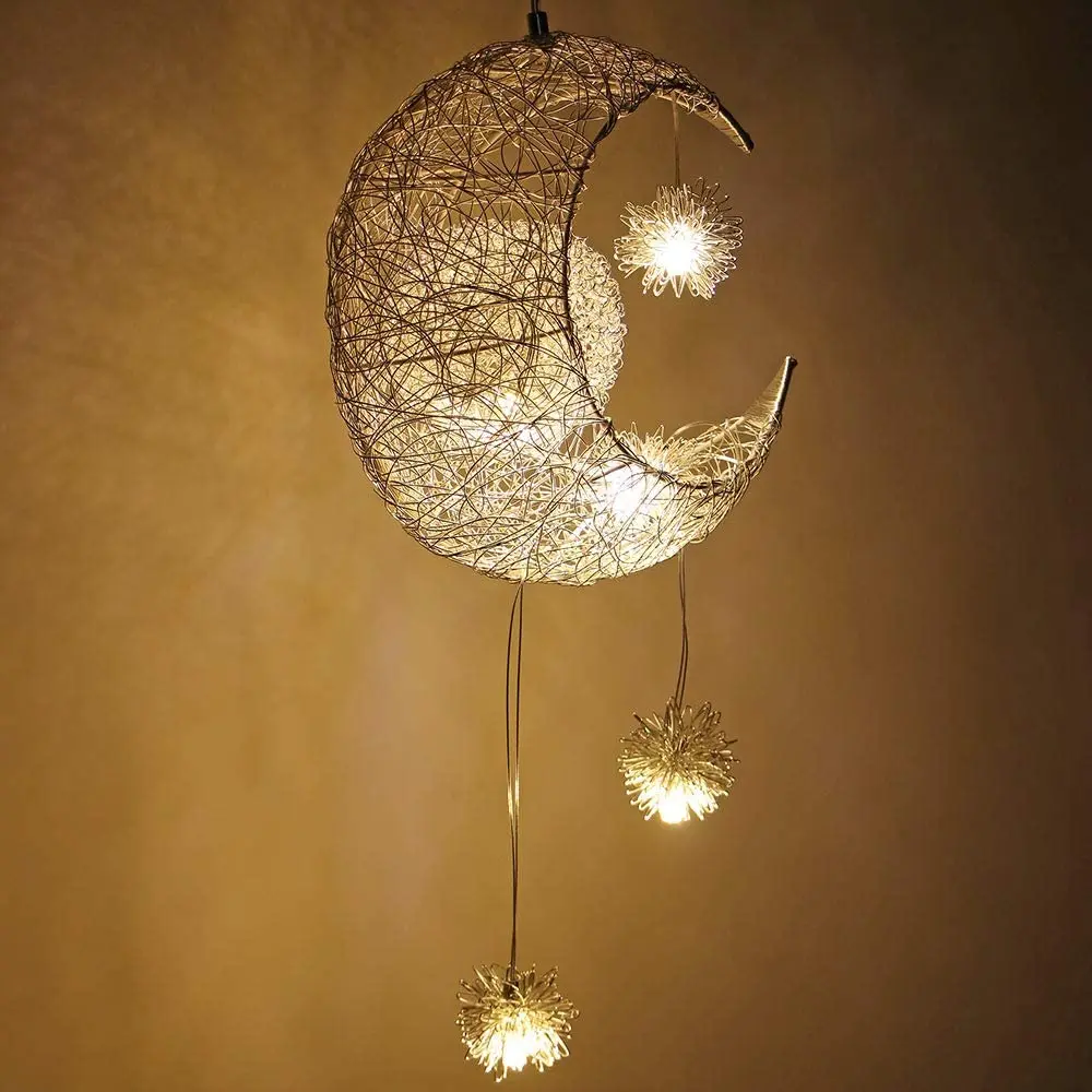 Modern Creative Pendant Light Moon Star Suspension Kids Bedroom Hanging Lamp Christmas Decorations For home Fixture Lighting LED