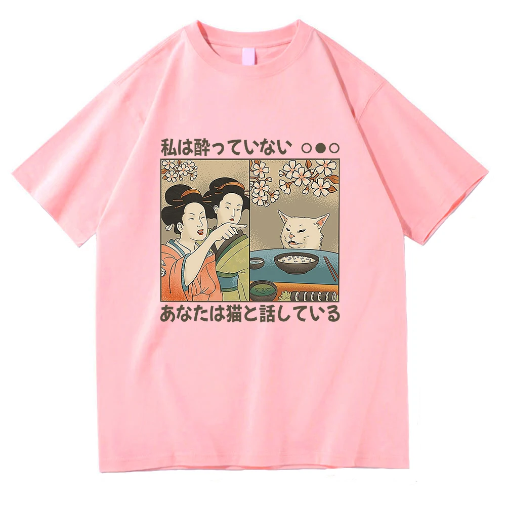 النمط الياباني الكرتون القط التي شيرت 2025 الرجال/النساء الملابس Harajuku Kawaii ملابس الصيف بلايز للجنسين القطن تنفس القمم #2