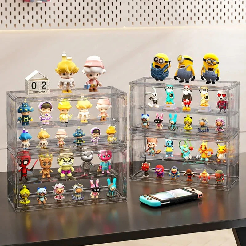 Transparent Organizer Stackable Dust-Proof Action Figure Display Box with Dividers for Collectibles Boxes and Figurines