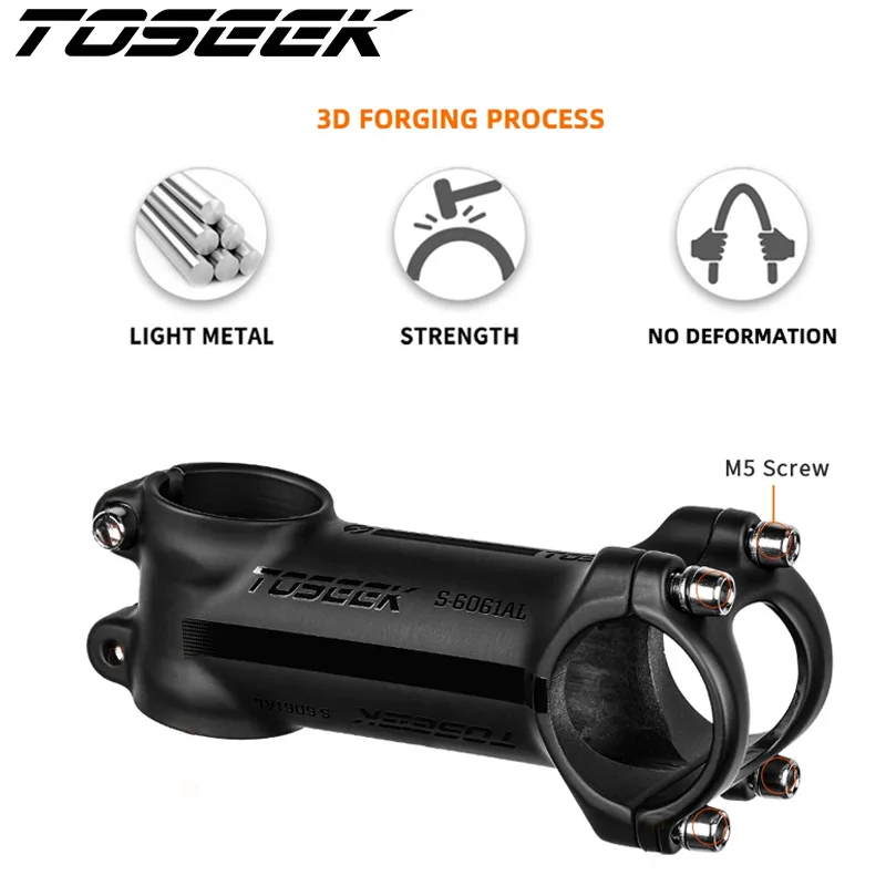 

Toseek Bicycle Handlebar Stem 6/17 Degree Ultralight Mountain Road Bike Stem 60/70/80/90/100/110/120mm MTB Bicycle Power Parts