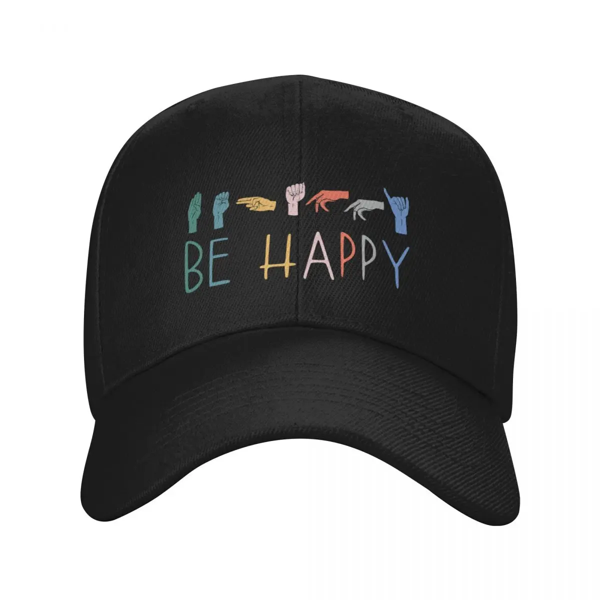 Be Happy Hand Sign Language Teachers Interpreter ASL Baseball Cap Brand Man cap Visor Golf Cap Women Beach Fashion Men's