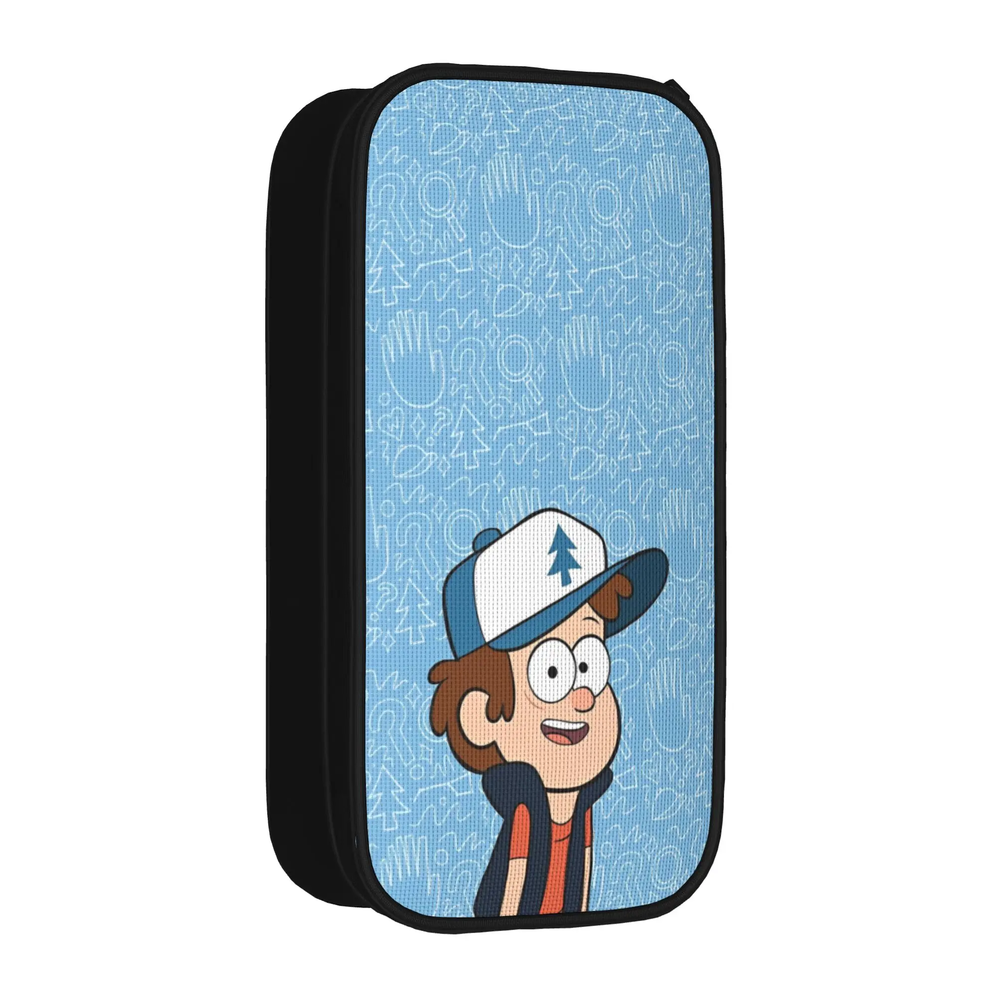 G-Gravity Falls Pencil Case  School Pencil Cases Double Layer Girls Boys Retro Large Capacity Pencil Box Stationery Organizer