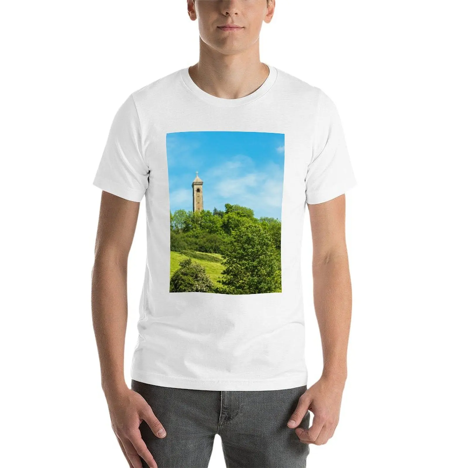 تي شيرت Tyndale Monument North Nibley Gloucestershire تي شيرت للرجال جرافيك مضحك قطن تي شيرت رجل 100% تي شيرت