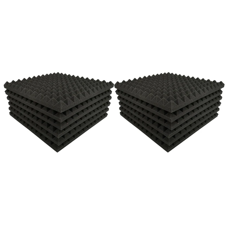 24 Pack Pyramid Shape Soundproof Foam Sound Proof Padding Treatment Panel For Echo Bass Insulation