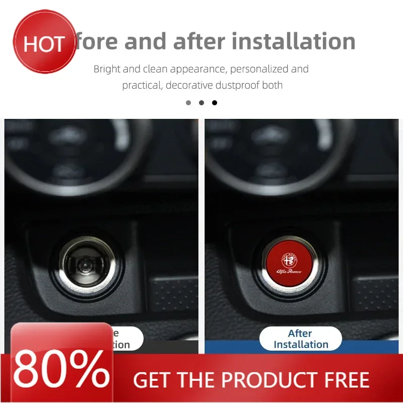 Hub Caps Alloy Car Cigarette Lighter Plug Button Cap Dust Cover Socket For Alfa Romeo GT Stelvio F1 Brera Volante Tonale Gloria