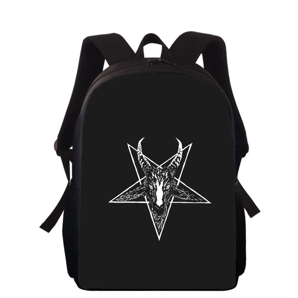 Pentagramm-Rucksack mit dämonischem satanischem Katzenmuster, 3D-Druck, Schultaschen für Jungen, Mädchen, Studenten, 40,6 cm, Sport, Reisen, Picknick, Tagesrucksack