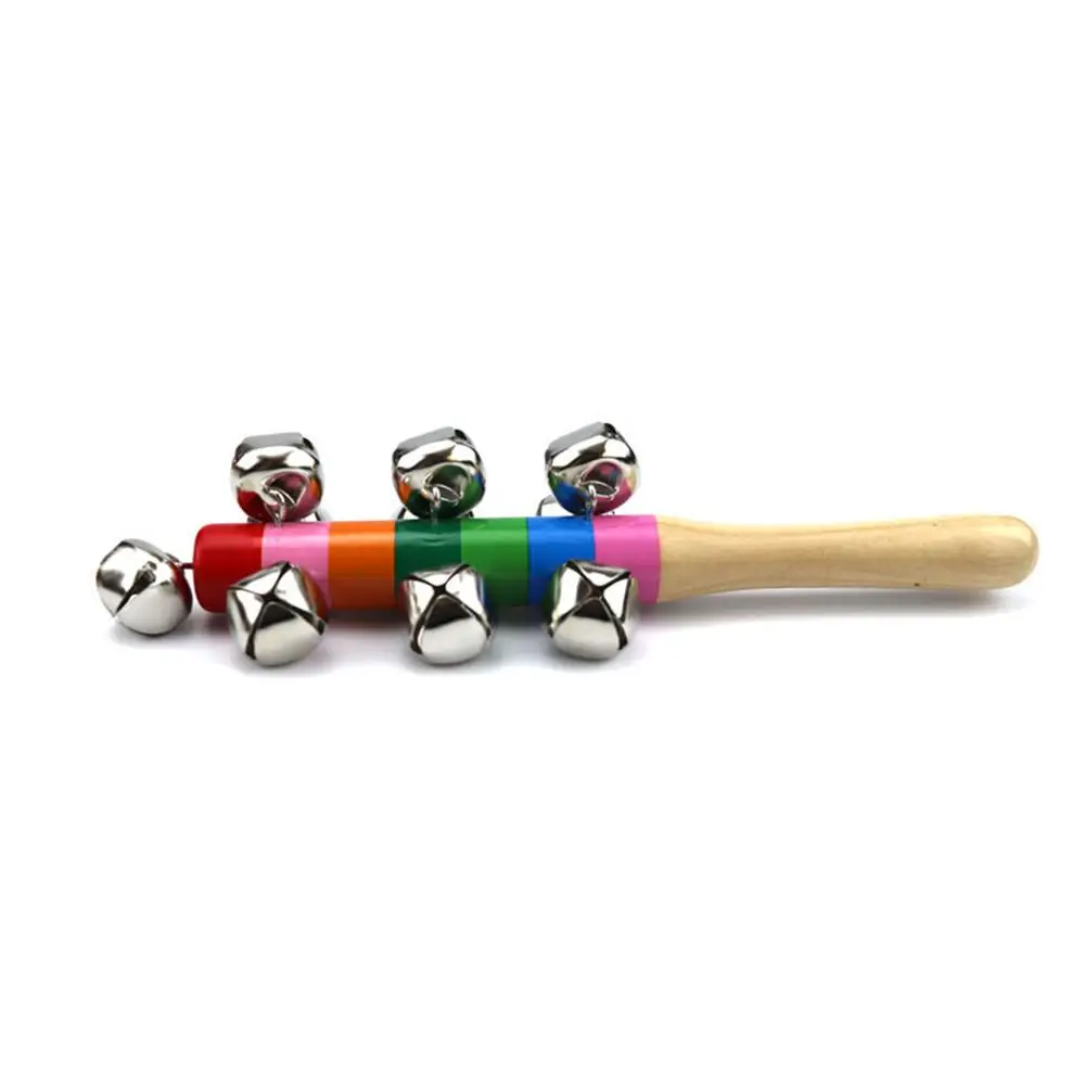 6PCS Cross Puzzle Rainbow Baby Toy Wooden Colorful Puzzle Toy Educational Toy Educational Handbell Colorful Handheld Baby