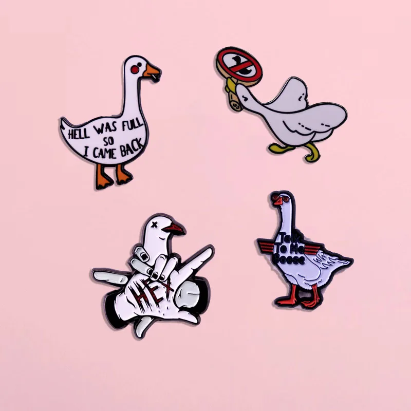 Cartoon Cute Animal Enamel Pin Duck Brooch Humorous English Metal Badge Student Backpack Pin Clothing Accessories