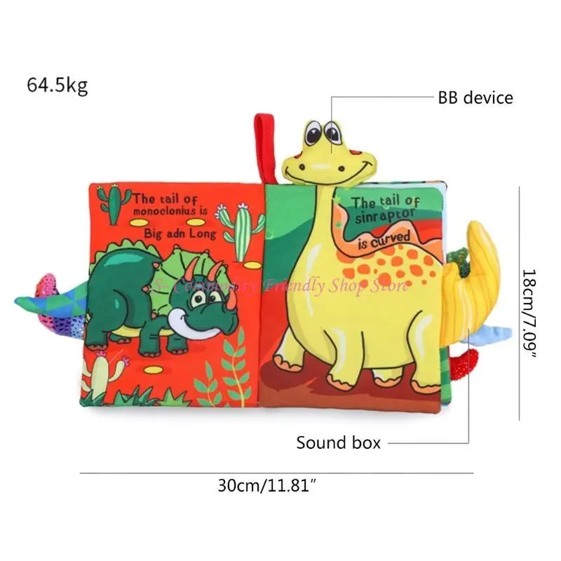 85AE ロットブックかわいい テールアクティビティブック付き幼児の発達のための本非毒性クリンクル布製ブック
