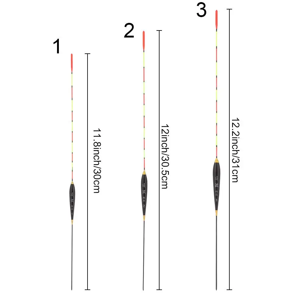 3pcs Fishing Float Wood Fluorescent High Sensitivity Bobber Luminous Float Marked Bold Fishing Light Float Fishing Accessories