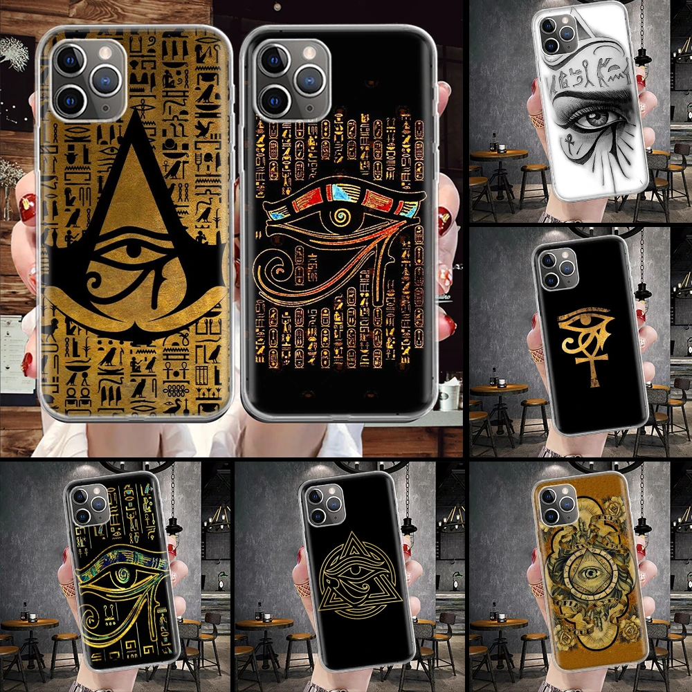 Sacred Eye of Horus Egypt Fresco Soft Phone Case For IPhone 11 13 16 Pro MAX 15 + 14 Plus 12 Mini X XS Apple 8 7 SE Fundas Coque