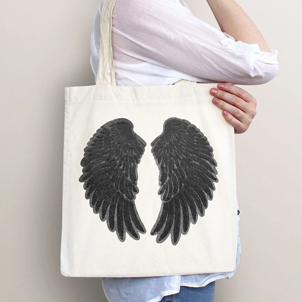 

2Pcs Angel Wing Sequin Garment Sewing Patches Iron on Applique for Jackets Pants Backpacks DIY Clothes Repair Embroidery Craft