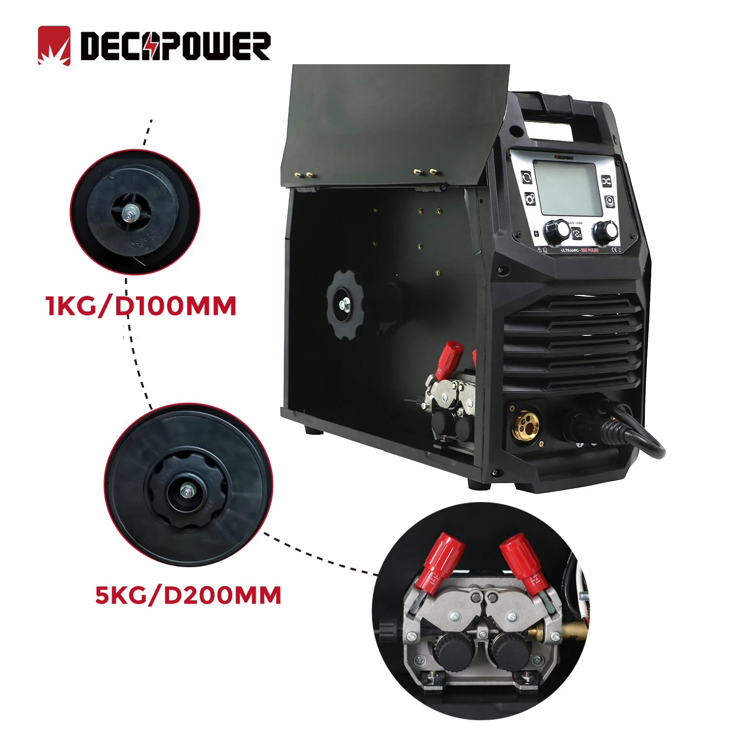 Decapower ULTRAMIG 230A semi-automatic Double Pulse MIG MAG MMA TIG Welding Machine Synergy Gas Gasless MIG Welders 4 in 1