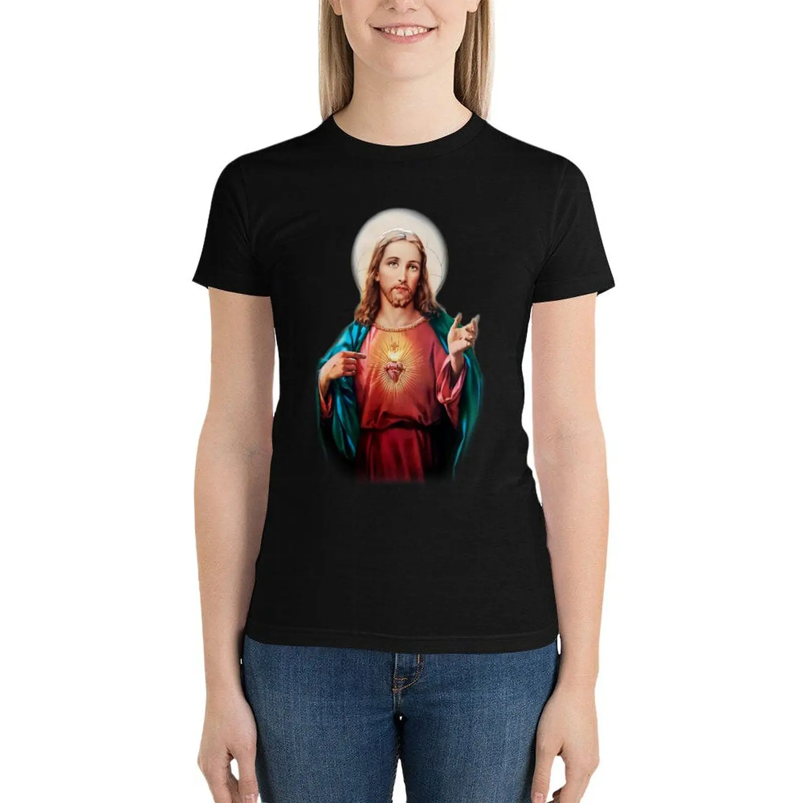 

jesus christ saviour T-Shirt tees oversized tops Female clothing new edition t shirts for Women