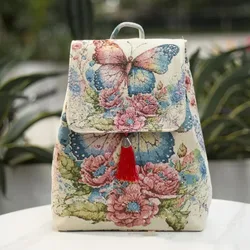 Backpacks Bags for Women Embroidery Ethnic Style Streetwear Fashion Casual Vintage Elegant Harajuku Travel Canvas Bag Sports