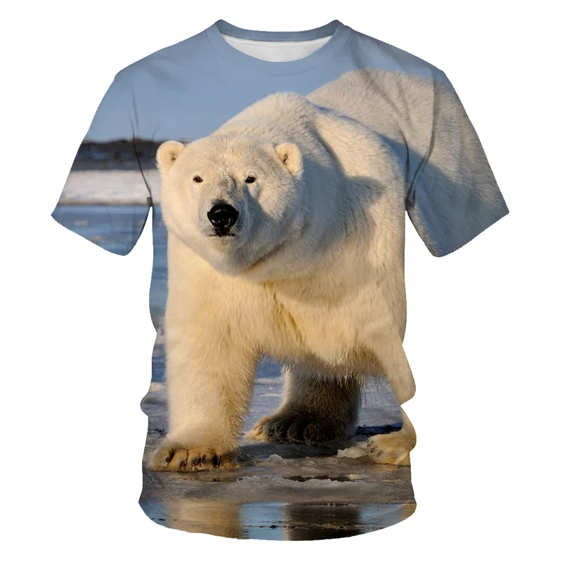 Summer New Men's Women's Children's T-shirt 3d Printing Cute Animal Polar Bear Pattern Fashion Breathable Lightweight Sports Top