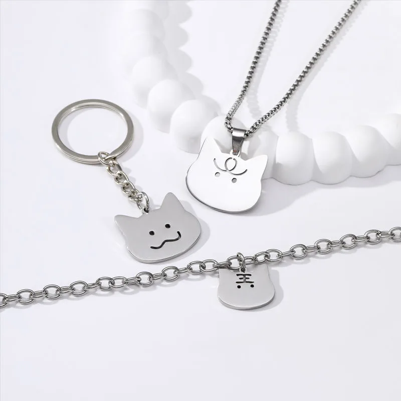 Game Love and Deepspace Sylus Qin Che Cute Cat Necklace Bracelet Set DIY Backpack Keychain Party Decor Xmas New Year Gifts