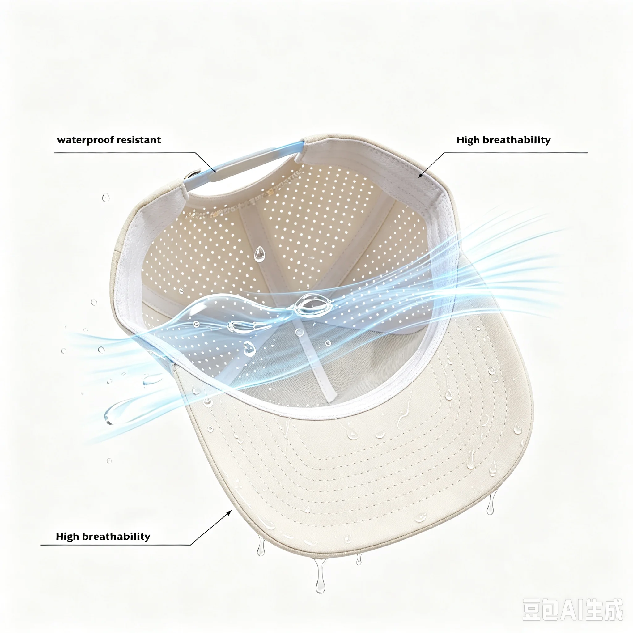 Custom PVC Logo Baseball Cap, Laser Perforated Breathable Waterproof Sport Hat, Adjustable Strap Unisex Outdoor Golf Trucker Cap