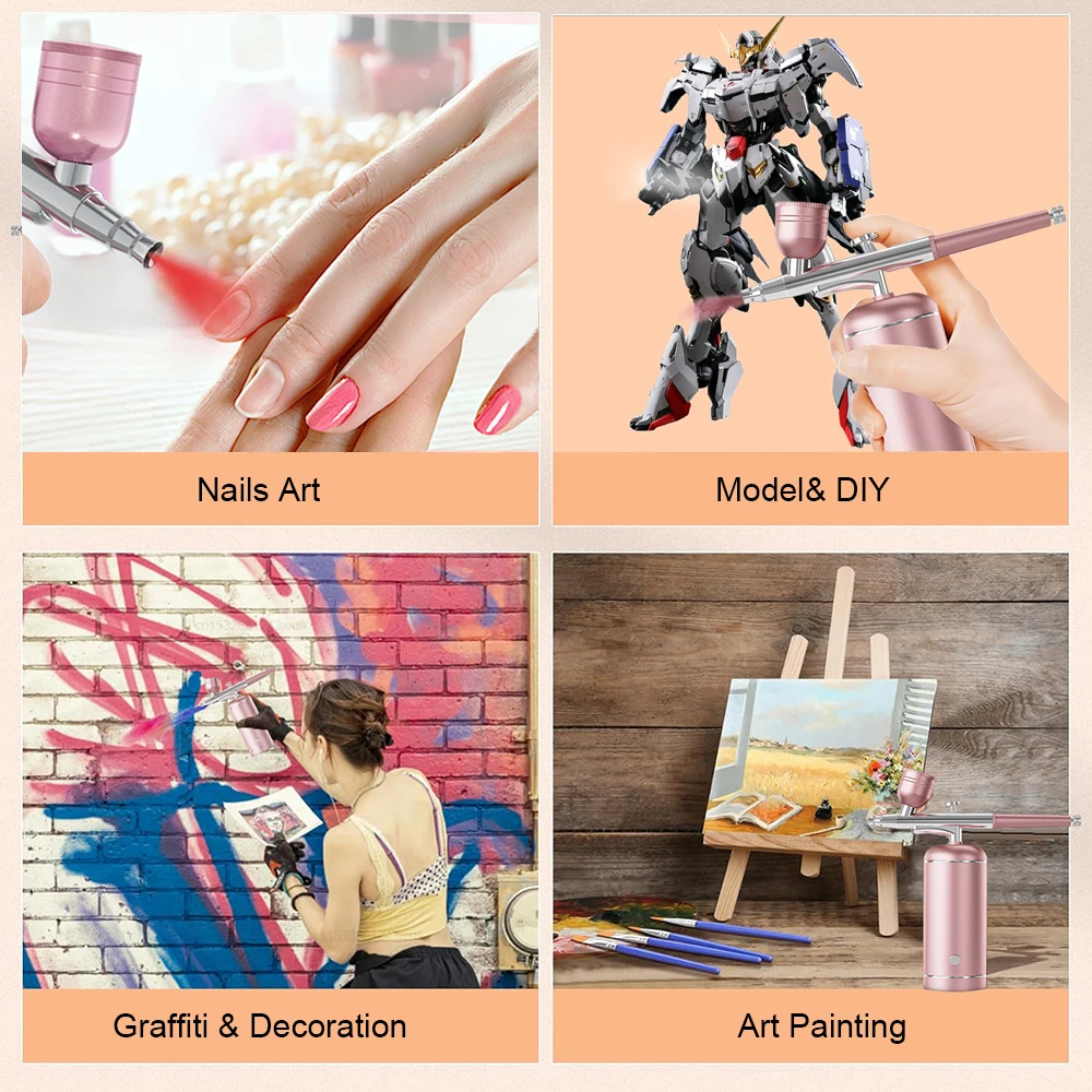 Unghie Arte Pittura Aerografo con Compressore Torta Trucco Artigianato Unghie Decorazione Pistola a spruzzo Compressore portatile per aerografo per unghie artistiche