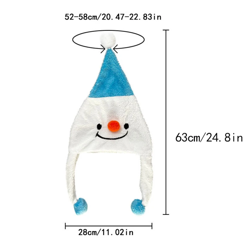 귀여운 만화 눈사람 귀마개 모자, 겨울 봉제 모자, 따뜻한 귀마개 모자, 여아용 야외 방풍 모자, 사랑스러운 선물