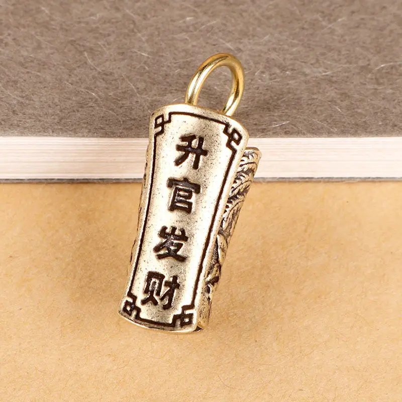 pure-brass-keychain-carriage-piece-coffin-key-holder-auile-keychain-pendant-wealth-attraction-ornament-creative-gift