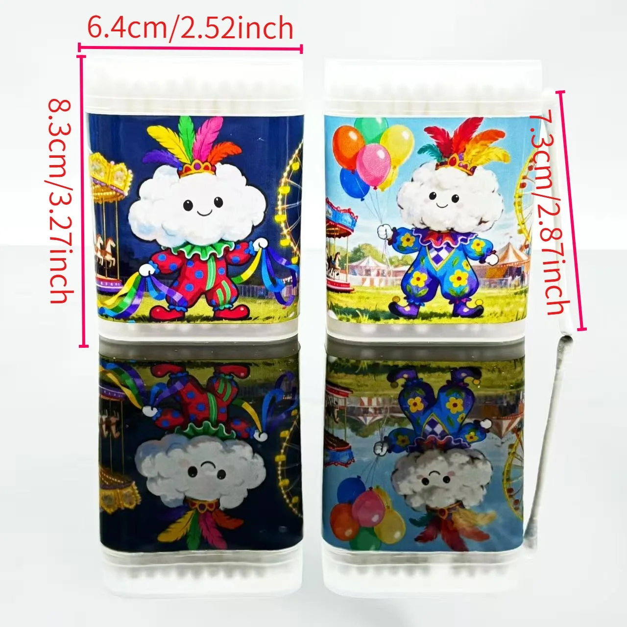 100개/200개 카니발 테마 양면 화이트 면봉 창의적인 둥근 스푼 카니발 요소 면봉 스틱