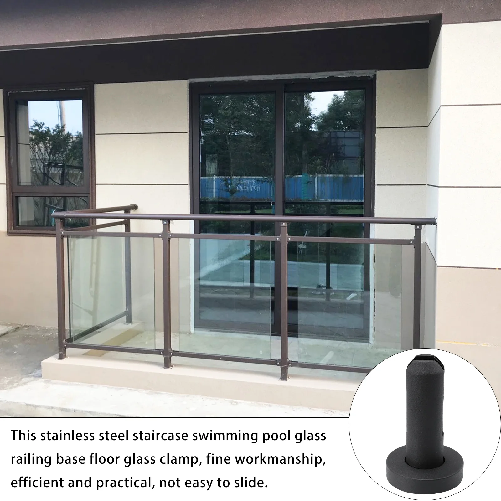 

1Pcs Stair Accessories Durable Stainless Steel Glass Fixing Clip Glass Clamp Replacement Practical Stable Holder
