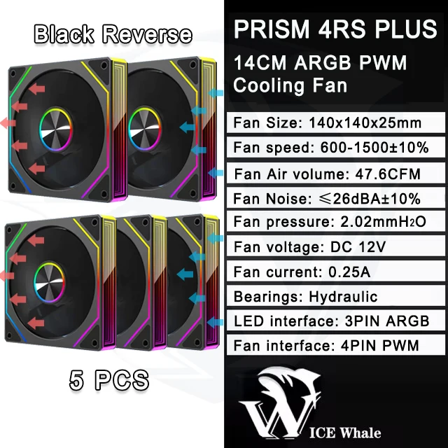 ICE Whale Prism 4RS Plus ARGB PC Case Fan 14cm Infinity Mirror Design Motherboard Light Sync 4PIN PWM CPU Cooler Fan Ventilador image 3