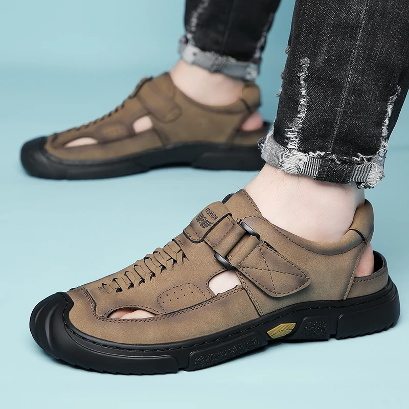 

Новые летние сандалии высокого качества, мужские уличные сандалии с запахом носка, повседневная обувь, удобная модная пляжная обувь, спортивные походные сандалии