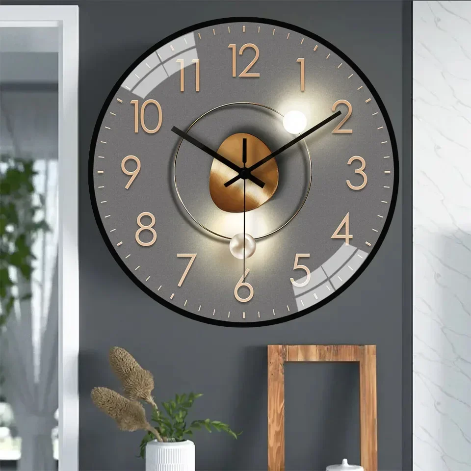 Classical Style Wall Clock Simple Digital Mute Non-ticking Wall Clock for Bedroom Living Room Sending Friends