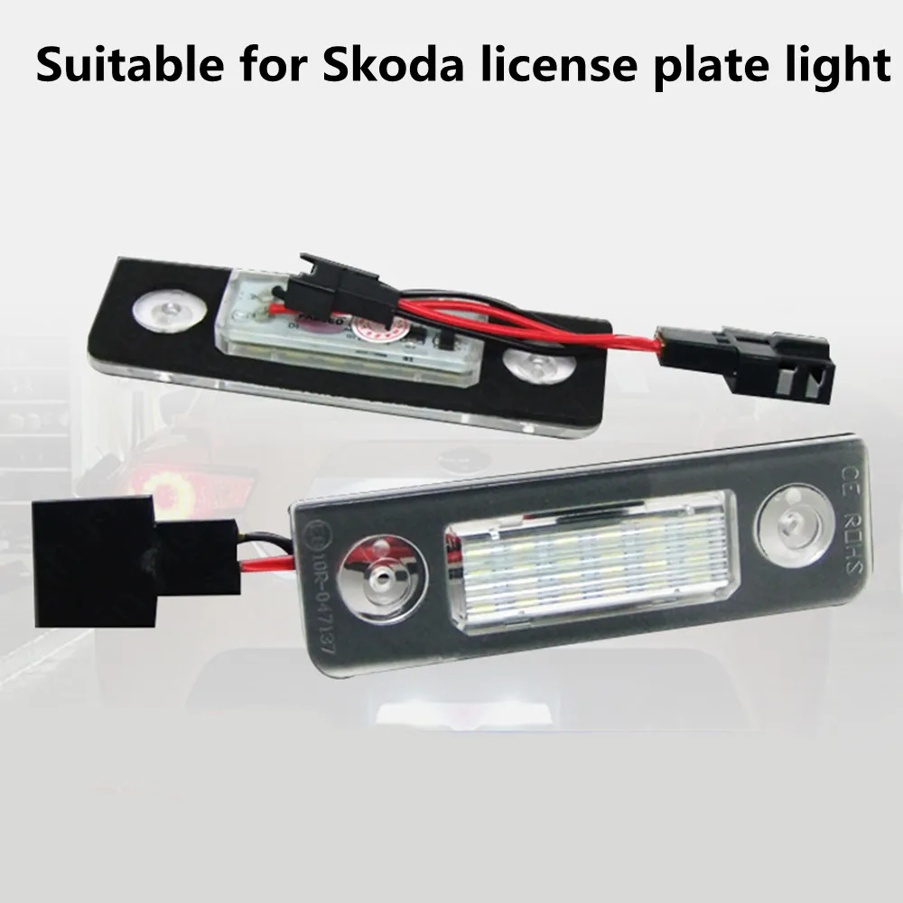 

2PCS LED License Plate Light 6500-7000K 12V 20-22LM Single LED License Plate Lamp for Skoda Minnow FOR Octavia ll Facelift 09-12