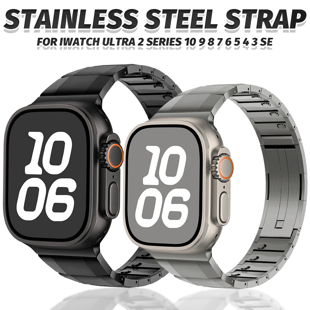 

Luxury Stainless Steel Band For Apple Watch Series 10 46mm Ultra 2 49mm Metal Link Strap Iwatch 9 8 7 6 5 se 41mm 45 40 44 38mm
