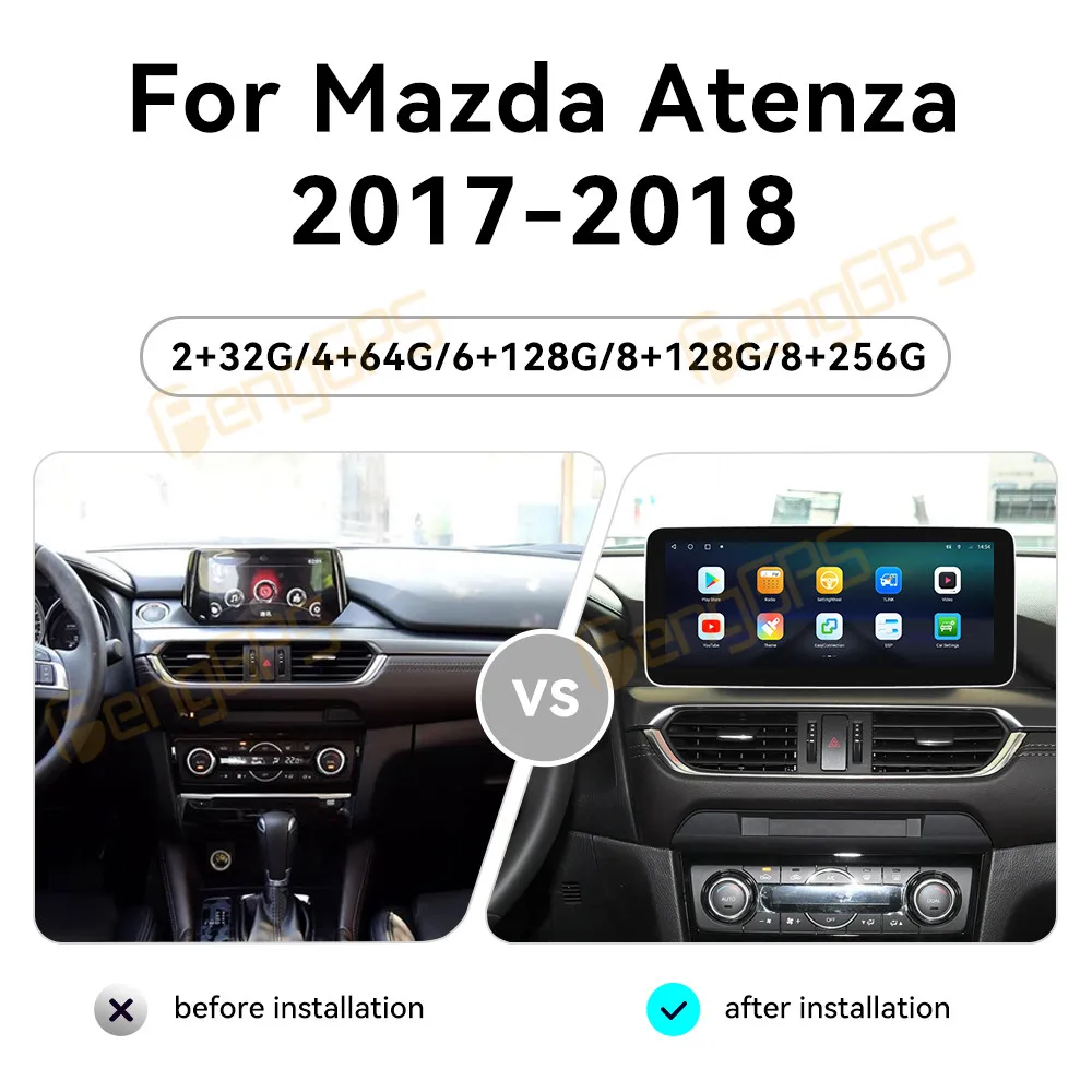 

12.3 Inch Android 14 Car Radio CarPlay For Mazda Atenza 2017-2018 Touch Screen Multimedia Player GPS Navigation Head Unit DSP BT