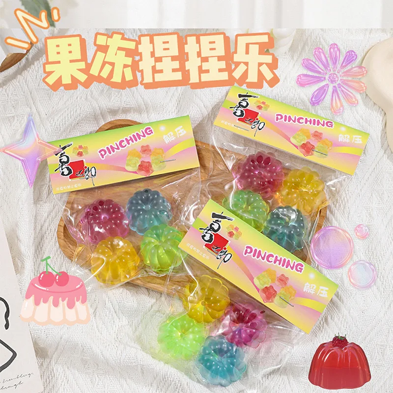 

Cute Colorful Transparent Jelly TPR Slow Rebound Toys Creative Food Play Funny Pinch Music Fidget Toy Kids Decompression Toys