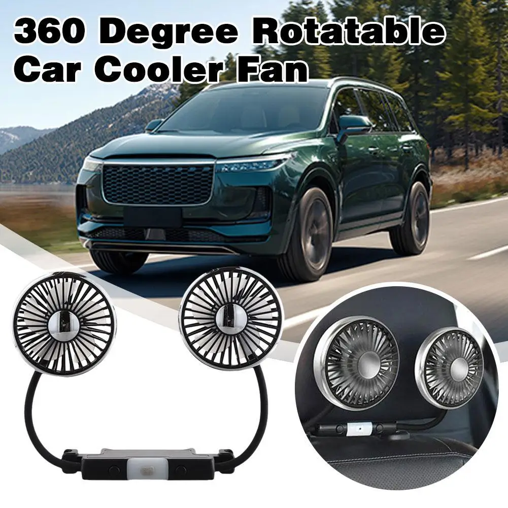 USB Automotive Fan Portable Air Conditioner Cars Electric Fan For Home Office 360 Degree Rotatable Dual Head Seat Fan U4T4