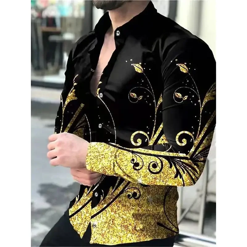 

Men's Lined 3D Printed Daily Holiday Long Sleeve Button Up Clothing Fashion Designer Casual Breathable Men's Casual Shirts