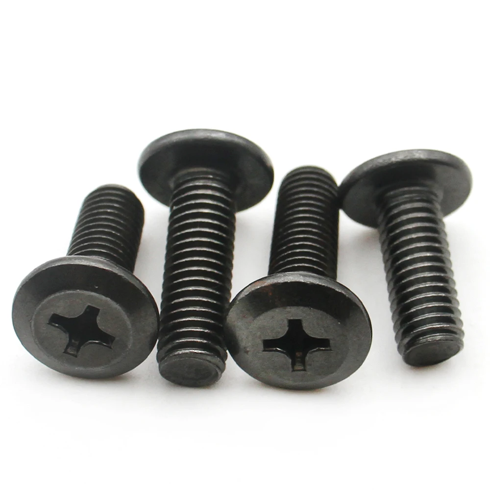M4 M5 M6 M8 Черные винты из углеродистой стали с крестообразным шлицем и плоской головкой Болты для мебели с потайной головкой Большие крепежные детали для шкафа с цилиндрической головкой