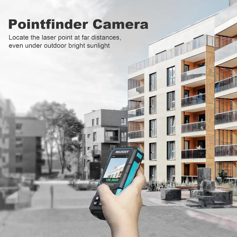 330Ft Laser Distance Meter, Rechargeable Multifunctional Laser Measurement Tool with Pointfinder Camera,P2P Technology